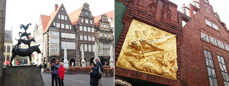 Die Bremer Stadtmusikanten am Sieben-Faulen-Brunnen