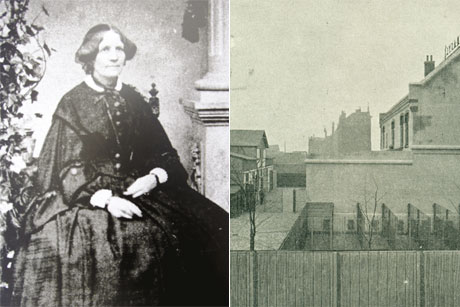 Amanda Odemann (l.). Das erste Tierasyl in der Neustädter Straße 12 (r.)