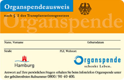 Den Organspendeausweis bekommen Sie u. a. bei Ihrem Hausarzt sowie auf der Website der Bundeszentrale für gesundheitliche Aufklärung unter www.bzga.de