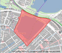 Die Karte der Binnenalster mit dem betroffenen Gebiet. Foto: Karte der Feuerwerksverbotszone:  Polizei Hamburg