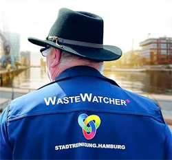 Nun auch am Elbstrand: Hamburgs WasteWatcher+, Foto:  Stadtreinigung Hamburg