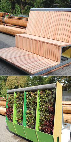 Der Urban Alcove mit seiner grünen Rückwand, Foto: © Bezirksamt Altona/Maria Schulz Der Urban Alcove mit seiner grünen Rückwand, Foto: © Bezirksamt Altona/Maria Schulz